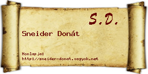 Sneider Donát névjegykártya